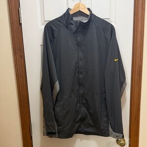 Nike Men's Black and Gray Windbreaker with Yellow Logo